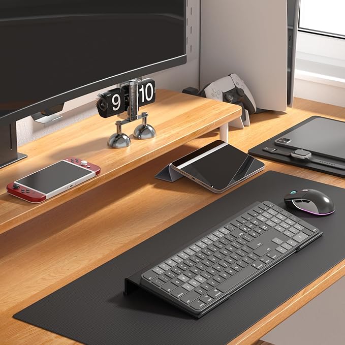 WINFFOR Comfortable Computer Keyboard Stand - Ergonomic Keyboard Riser Acrylic Tilted Keyboard Holder for Easy Typing&Working at Home Office - Fits All Keyboard Sizes - 17'' Wide (Matte Black)