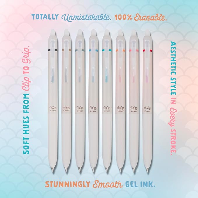 PILOT, FriXion Waai Erasable Gel Pens, 8 Pack Pouch, Extra Fine Point 0.5 mm, Assorted Colors