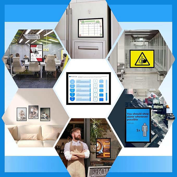 Inpack Magnetic Sign Holder 8.5 x 11, Self-Adhesive Magnetic Frames For Wall, Magnetic Picture Frame Document Holder with Clear PVC Cover for Office Home Store Restaurant (6 PACK)