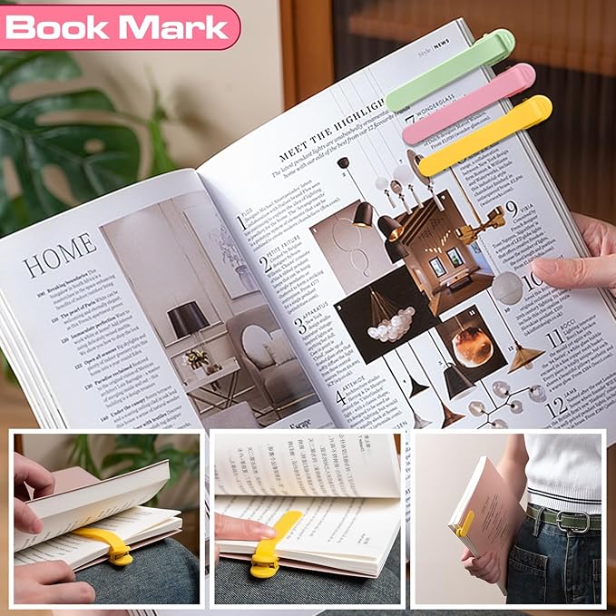 3pcs Page Bookmarks for Reading, Automatic Book Marks Tailored for Enthusiasts, Unique and Cute Book Page Holder Markers Clip Reading Accessories Gifts