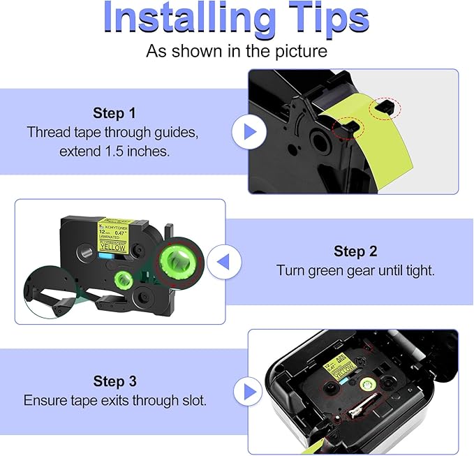 Label Tape Refills Compatible for Ptouch TZe-C31 TZ C31 Laminated Black on Yellow Fluorescent 1/2" 12mm for PTD200, D210 D400 D600 PTH100 H110 PTP300BT PTP700 PTP710BT, 2 Pack