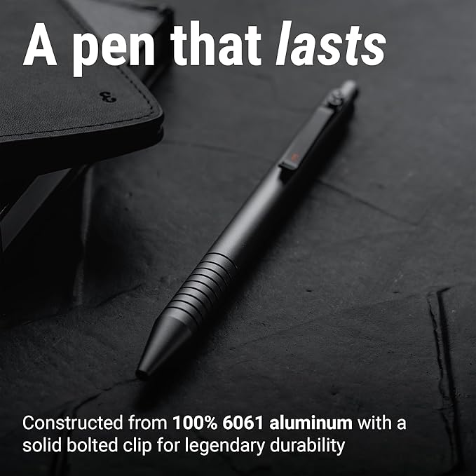 Everyman Grafton Gel Ink Pen Bundle, Crimson | Premium 0.7mm Refillable Metal Pen with Comfortable Grip + 3 Black Refills | Smooth Writing EDC Pen Set for Office, Travel, Gifts & Daily Use