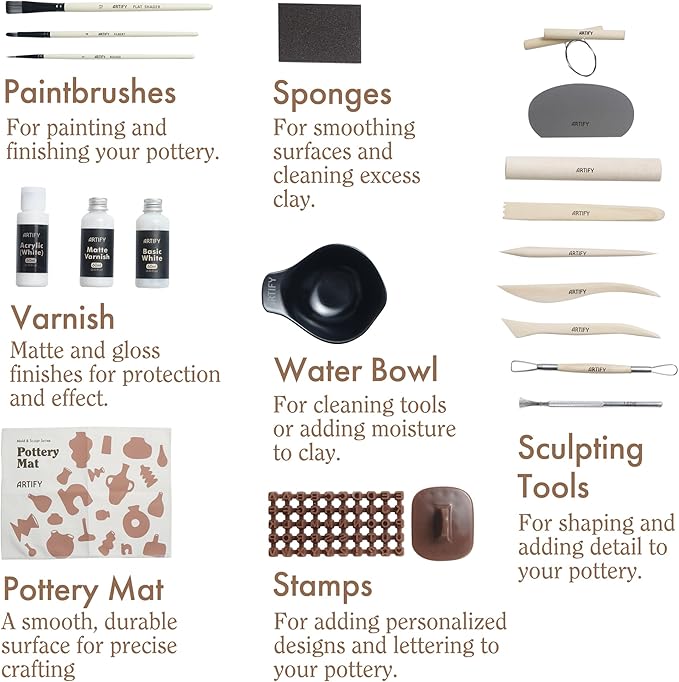 ARTIFY Air Dry Clay Kit for Adults, DIY Pottery Craft Airdry Tool Kit at Home, Art Hobby Clay Sculpting Modeling Making, Date Night Couples Family Beginners Birthday Gifts