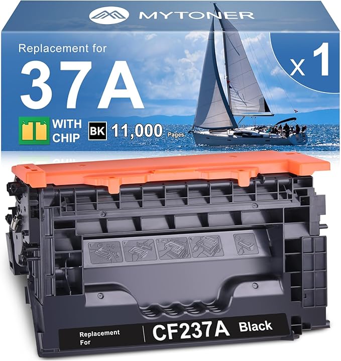 MYTONER 37A CF237A Black Toner Cartridge Compatible Replacement for HP 37A 37X CF237A CF237X for Enterprise M607n M607dn M608n M608dn M609x MFP M632 M631 M633fh Printer (1 Pack)