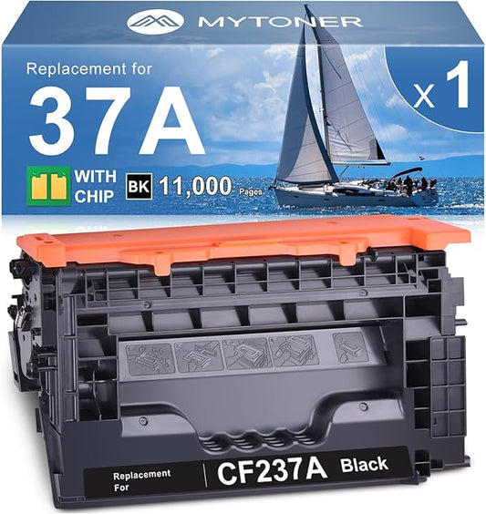 MYTONER 37A CF237A Black Toner Cartridge Compatible Replacement for HP 37A 37X CF237A CF237X for Enterprise M607n M607dn M608n M608dn M609x MFP M632 M631 M633fh Printer (1 Pack)