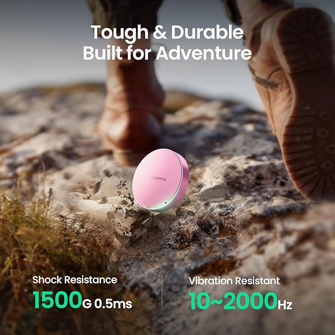 IGIERA 2TB Magnetic Portable SSD, External Solid State Drives with USB-C 3.2 Gen 2x2, Speed Up to 2000MB/s, Compact & Durable, Compatible with iPhone 15/16 Series and Other USB-C Devices, Pink