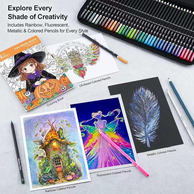 240PCS Artists Art Supplies - Drawing Kit with 3 Sketchbook, Coloring book - Graphite,Colored, Charcoal, Watercolor,Metallic,Fluorescent & Rainbow Pencils - for Artists and Beginners