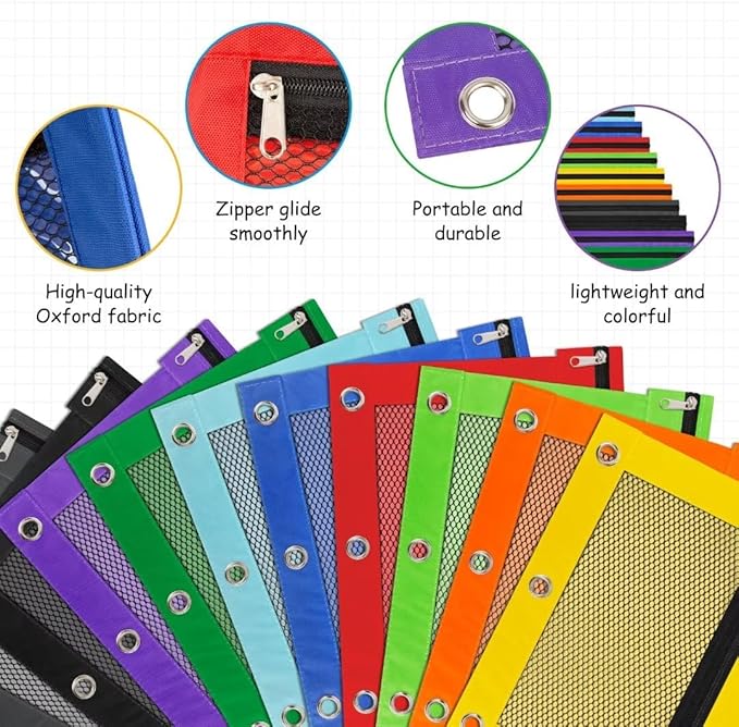 80 Pack Pencil Pouch for 3 Ring Binder Bulk Binder Pencil Pouch with Zipper, Pencil Pouches Pencil Bags for Classroom Bulk Pencil Box Pencil Case for Storing School Students Teacher Supplies