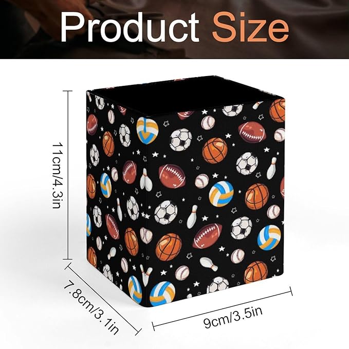 Square Pen Holder & Pencil Organizer for Desk - Office Storage Organizer, Markers/Makeup Brushes/Scissors Holder, Compact Desk Decor Accessories for Home Classroom School(Balls)