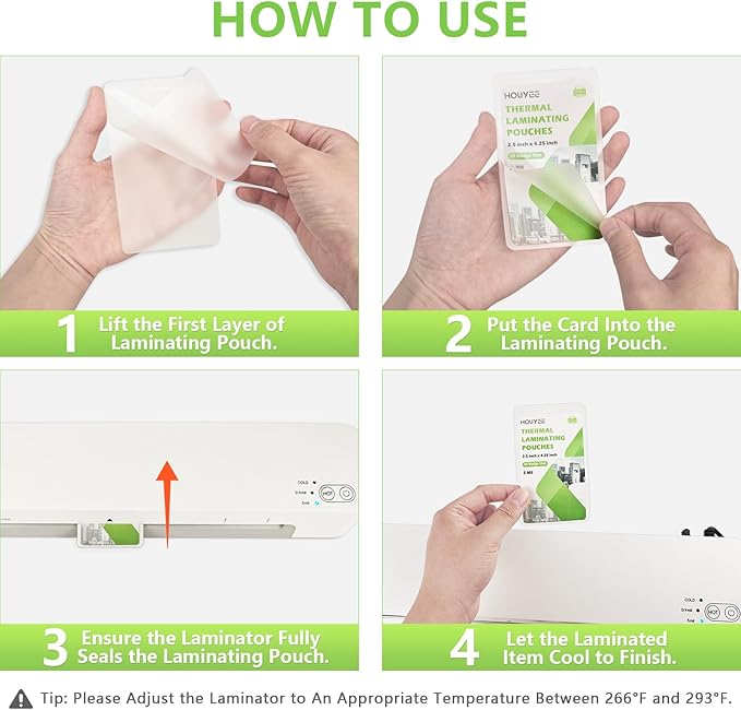 HOUYEE 100 Pack 5Mil Thermal Laminating Pouches, 2.5x4.25 Inches ID Badge Size Laminate Pouches with Hole, Ultra Clear Laminating Sheets, HeatSeal Laminator Pouches for ID Cards, Name Tags, Office Use