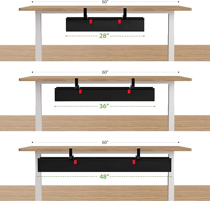 KEEGH No Drill Under Desk Cable Management Tray - 28" Cord Management Under Desk - Clamp/Screw Mount - Support Upto 70lbs - Fabric Wire Management - Gaming/PC Cable Tray Cord Hiders for Office/Home