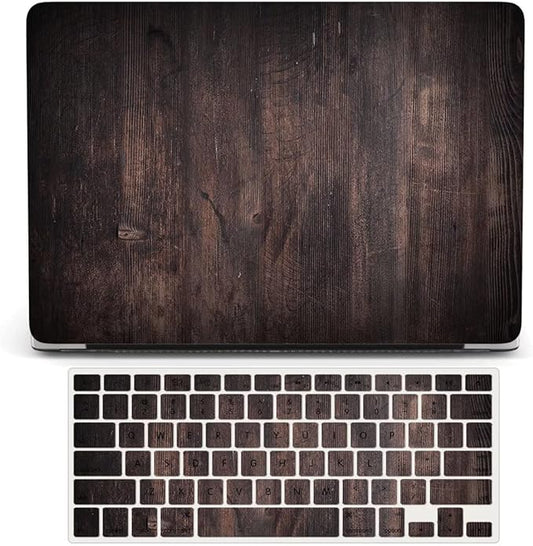 Case Compatible with MacBook Air 13 inch (Models: A1369 & A1466, Older Version 2010-2017), 2 in 1 Plastic Hard Shell Protective Case Cover & Keyboard Protector - Dark Wood Grain