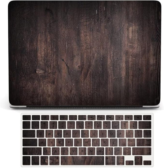 Laptop Case Compatible with MacBook Pro 13 inch with CD-ROM Model: A1278(Old Version 2012/2011/2010/2009/2008), Protective Plastic Hard Shell Case Cover & Keyboard Skin - Dark Wood Grain