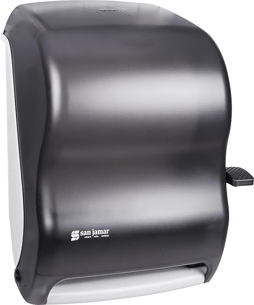 San Jamar Classic Paper Towel Dispenser with Lever for Bathroom, Kitchens, Restaurants, and Cafeterias, Plastic, For Universal 800' 8" Rolls, Black Pearl