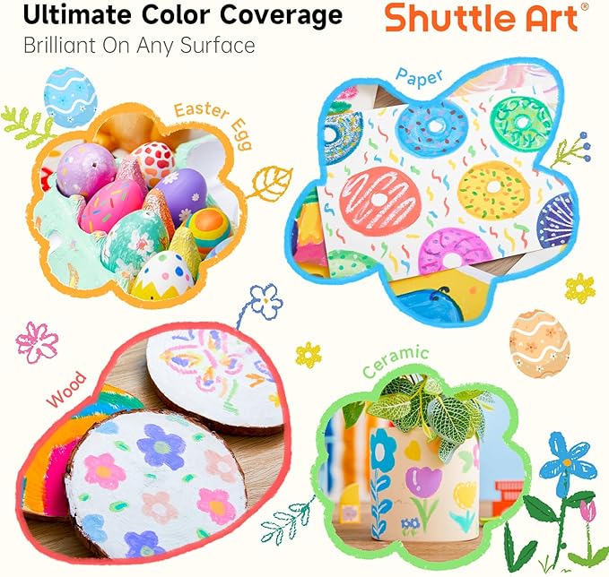 Shuttle Art Tempera Paint Sticks, 20 Pastel Colors, Solid Tempera Paint for Kids, Super Quick Drying, Works Great on Paper Wood Glass Ceramic Canvas