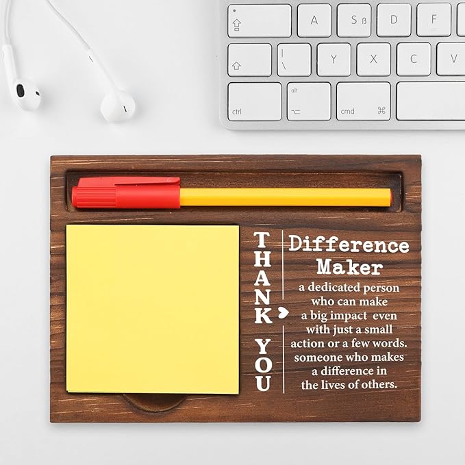 Thank You Difference Maker Gift for Nurse Teacher Volunteer Social Worker Mentor Farewell Promotion New Job Retirement Recognition, Office Stuff Sticky Note Pad Holder Dispenser TBC177