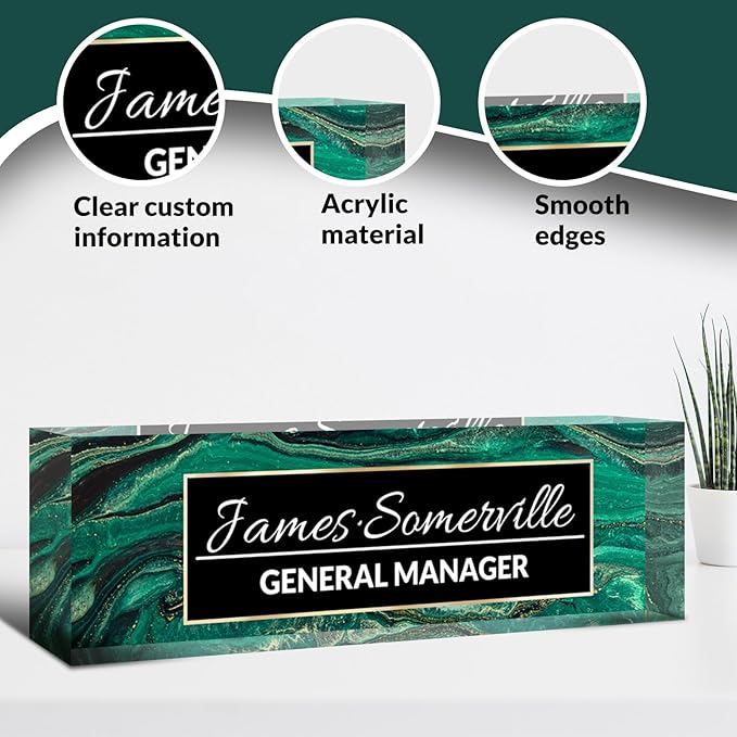 Desk Name Plate Personalized, Custom Name Plate for Desk, Acrylic Desktop Accessories, Office Gift & Decor for Women Men, Teacher Nurse Boss Employee Appreciation Gifts