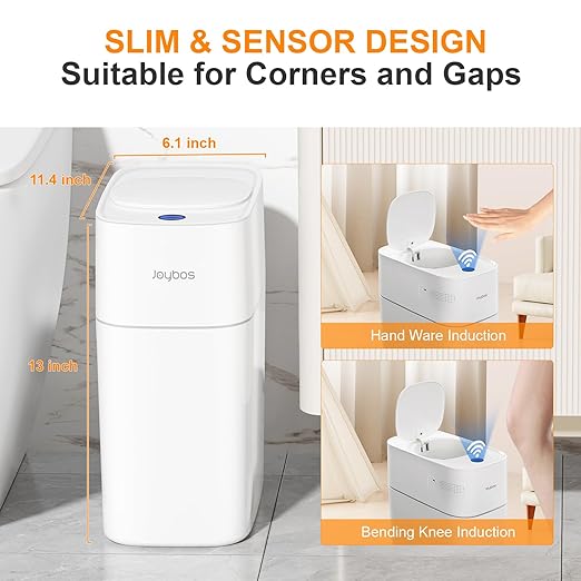 MOPALL Automatic Motion Sensor Bathroom Trash Can with Lid, 3 Gal Touchless Trash Can Auto-Adsorption Garbage Can, Slim Smart Trash Bin Waterproof Waste Basket for Bedroom, Kitchen, Office, Toilet, RV