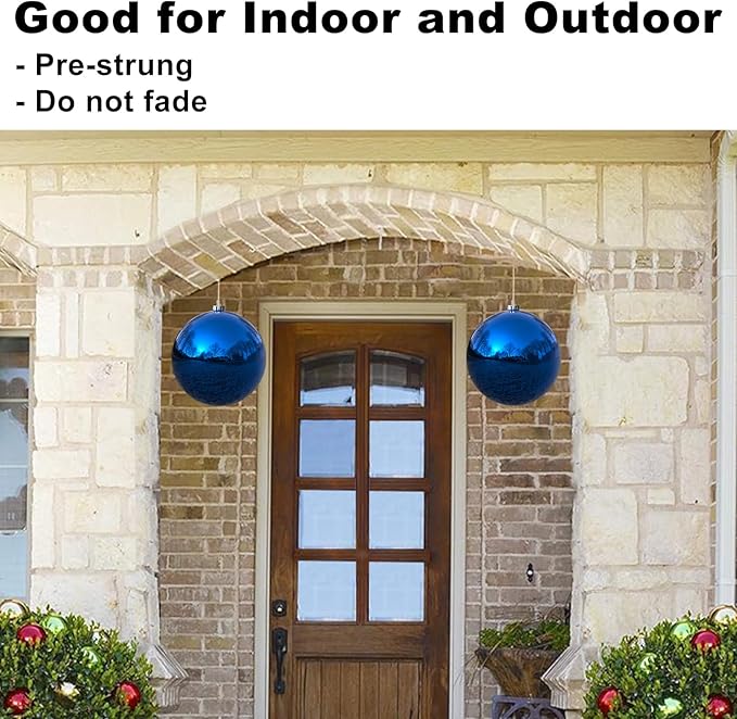 Royal Blue 8.0" Extra Large Christmas Ornaments - Christmas Tree Decoration Balls Shatterproof Hanging Shiny Balls for Birthday Holiday Wedding Decorations Set of 2pcs