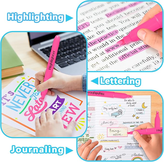 Highlighters Bulk - Quick-Dry No Bleed Markers for Office Classroom School Supplies Adults Kids Teachers Students (Pink, 30)