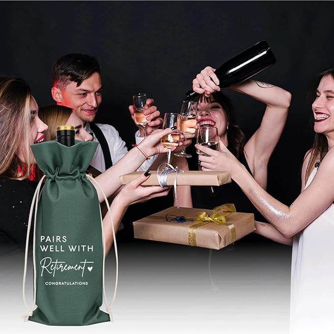 XFW Grey Retirement Wine Bag Retirement Gifts for Women Men Farewell Gifts for Coworkers Going Away Gift for Friends Boss