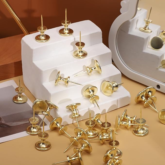 30 Count Jumbo Metal Push Pins 1.14 Inch Gold Giant Thumb Tacks for Wall Hangings 20 Lbs Poster Pins for Cork Board Bulletin Maps Office Home Classroom Decorative
