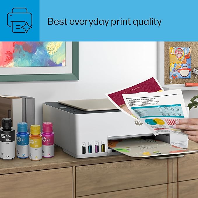 HP Smart Tank 5103 Wireless All-in-One Refillable Ink Tank Printer, Scanner, Copier with 2 Years of Ink and 100 Sheets of Photo Paper Included, Best for Home (5D1B2A)