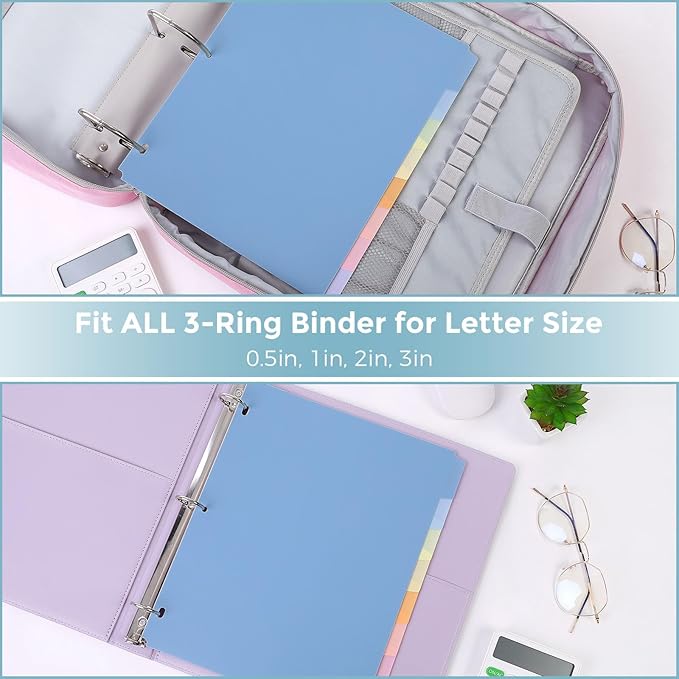 SKYDUE Durable Plastic 8-Tab Dividers, Big Tab Dividers for 3 Ring Binder, Write & Erase 3 Ring Binder Dividers with Tabs, with Sticker Labels, 1 Set, Pastel Color