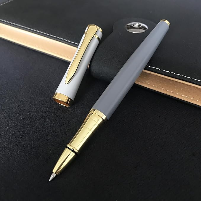 HSK Luxury Ballpoint Pens gift Pen Black Refill Line width 0.5mm,Best Ball Pen Gift Set for Men & Women Professional Executive,Office,Nice Pens Classy Gift Box (Grey)