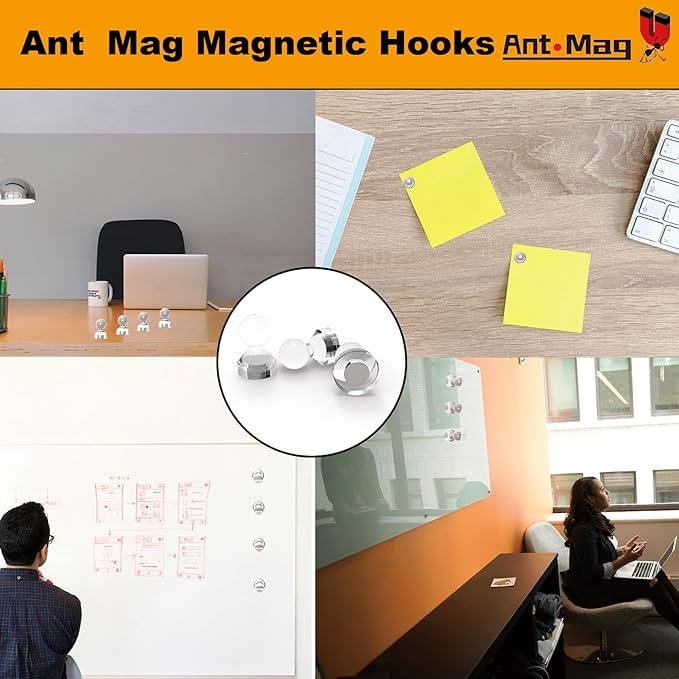 Ant Mag Magnetic Push Pins 48pcs Strong Whtieboard Pins Magnets Perfect Use for Map Fridge Kitchen Home Office Classroom