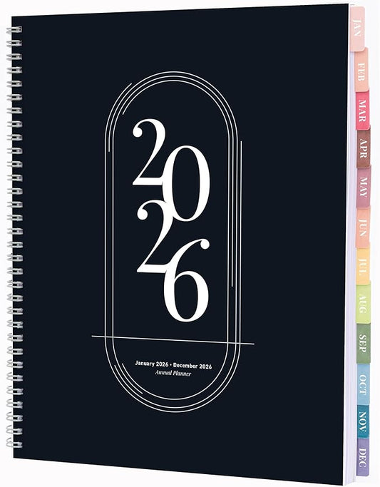 Rileys 2026 Planner, Agenda Planner With Weekly And Monthly View, Daily Agenda Book And Yearly Planners Calendar Book, Spiral Bound With Tabs, Notes, Goals And Holidays (Black, 8.5 x 11 in)