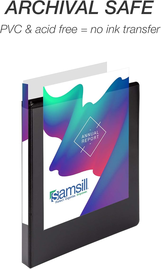 Samsill Durable 0.5 inch 3 Ring Binder, Made in USA, D Ring Binder, FSC 100% Recycled Chipboard, Black, 4 Pack