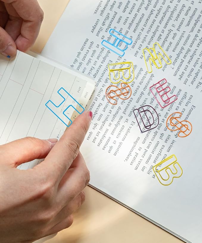 52 Pcs Stainless Steel Paper Clips - Alphabet Letter Clips for Office & School with Storage Box Assorted Color (Love Series)