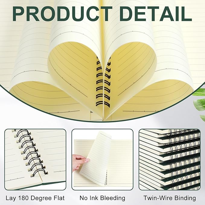 Yahenda 72 Pcs Spiral Notebook Bulk A5 Journal Lined 8.3'' x 5.5'' Writing Composition Paper Small Notepad Subject Notebook for Students Office Business Back to School Supplies (Deep Green)