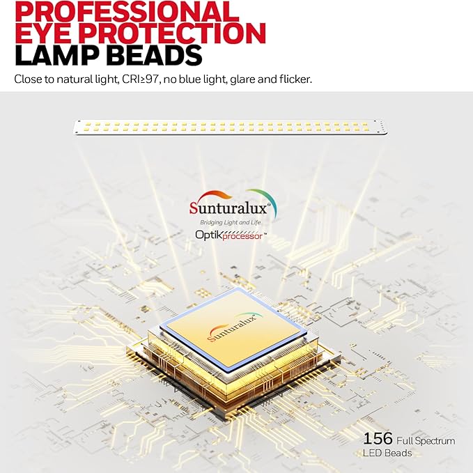 Honeywell LED Desk Lamp with Clamp - HJ1 Sunturalux Eye-Caring Clip on Lights for Home Office, 1200LM Clamp Lamp 4 Color Modes Stepless Dimming Task Desk Light for Working White