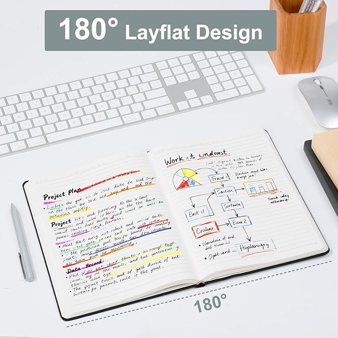 COMIX B5 Lined Journal Notebooks, 240 Pages, 6.9 x 9.8 Inches, Black, Hardcover Journaling Notebooks for Men & Women- Fits for Office, Business, School, Notes Taking & Writing