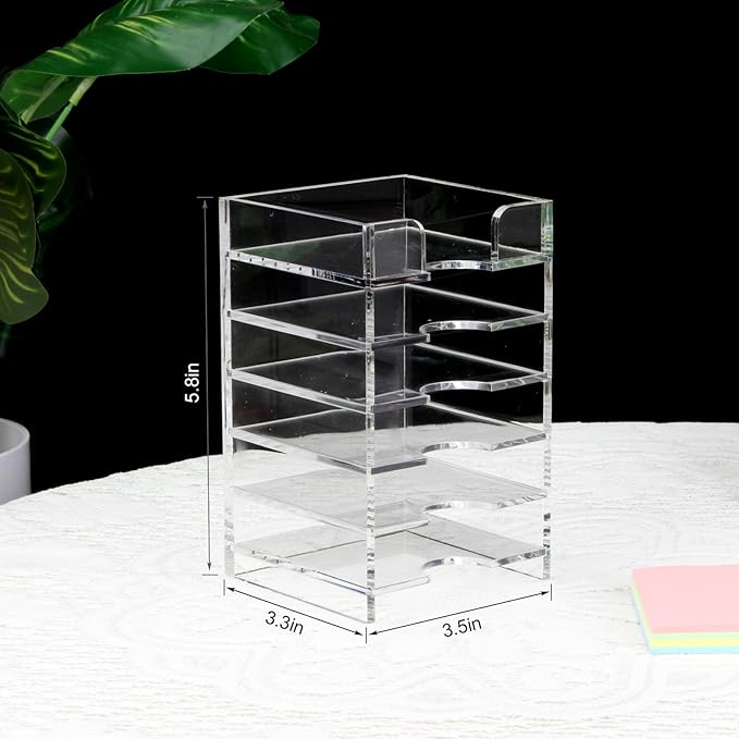 Acrylic Sticky Note Holder 6-Tiers, Adjustable Sticky Note Organizer for Desk Colorful, Desktop Multiple Self Stick Note Pad Holder for Office Home School Desk Accessories Stationery Supplies