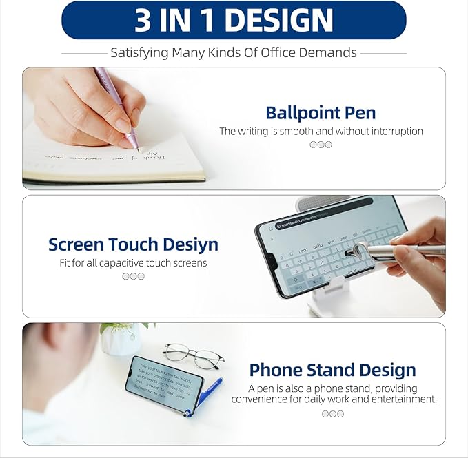 100 Pcs Inspirational Pens Batch, Motivational Ballpoint Pen with Writing Touch Screen And Mobile Phone Stand 3-in-1, Black Ink Office Encouraging Quotes, Office School Supplies Inspirational Gifts