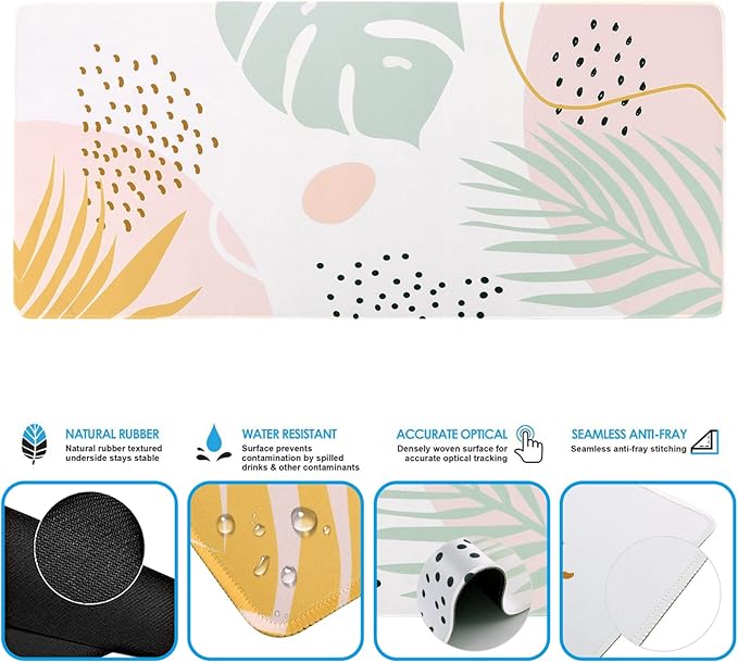 iCasso Desk Pad Mat, Big Ergonomic Mouse Pad,+ Keyboard Pad+Wrist Rest, Easy Typing Pain Relief, 3Pcs (35.4×15.7 in) Keyboard Mat Desk Mat for Keyboard and Mouse (Morlandi)