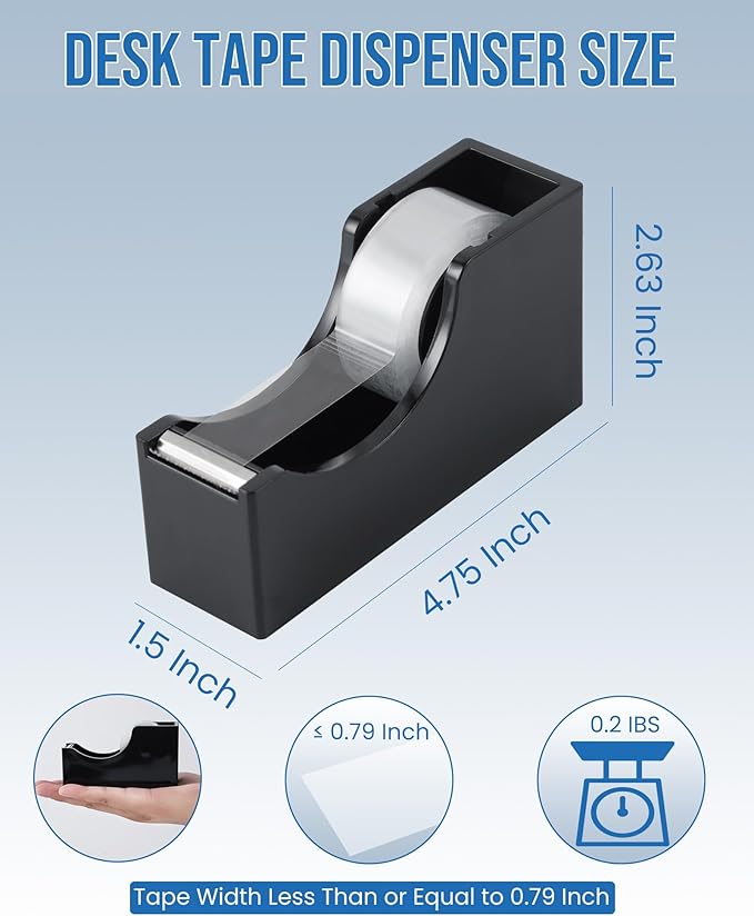 Lichamp Bulk Tape Dispenser with Refill Rolls, 120pc Clear Tape Rolls with 10pc Desk Dispenser for Office and School, 3/4 x 1000 Inches