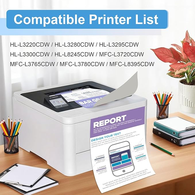 TN229XL Toner Cartridge 4 Pack(with Chip) Compatible with Brother TN229XL Toner Cartridge, Working with MFC-L3720CDW MFC-L3780CDW HL-L3220CDW HL-L3280CDW HL-L3300CDW Printer (BK/C/M/Y-4 Pack)