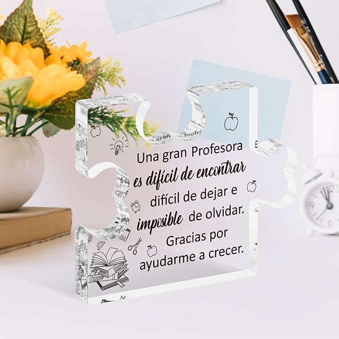 Yopyame Spanish Teacher Appreciation Gifts - Regalos para Maestra Acrylic Plaque Thank You Gifts for Teacher from Students End of Year Graduation Christmas Birthday Thanksgiving Gifts for Teachers