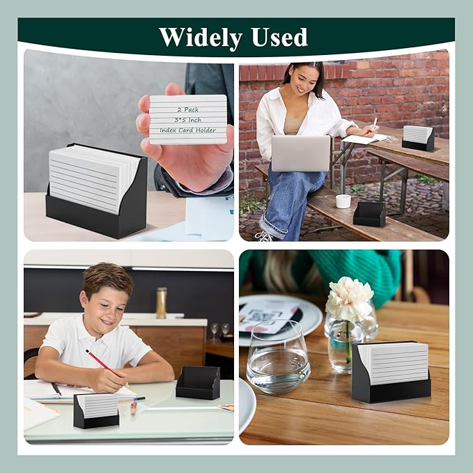 2 Pack Black Index Card Holder 3 X 5 Note Card Organizer Acrylic Index Card Box Flash Card Storage Box Postcard Display Stand Business Card Holder Desktop for Business Office(No Card)