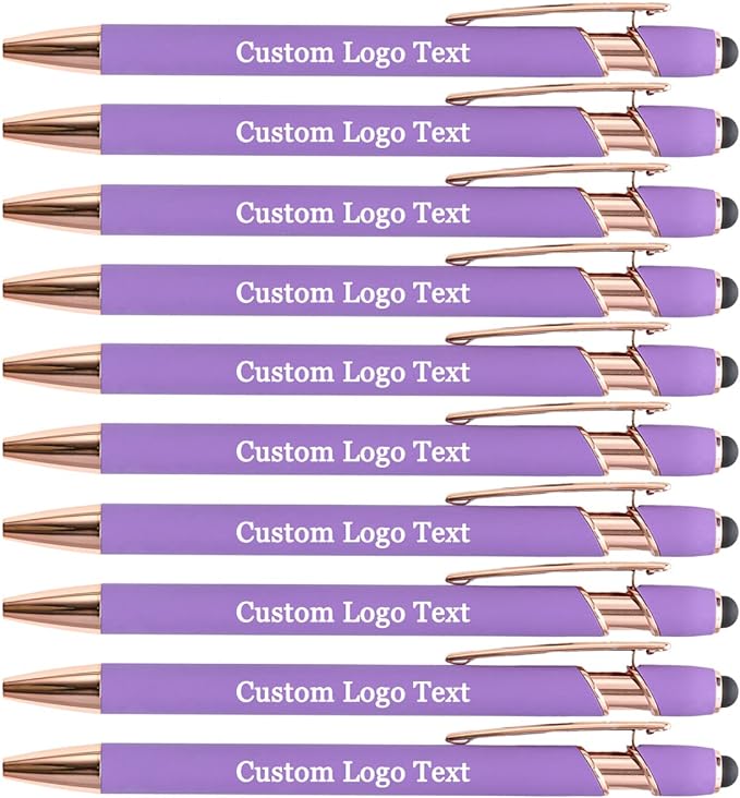 Custom Engraved Ballpoint Pens Bulk, Personalized with Name/Logo, Black or Blue Ink, Smooth Writing for Office, School, Business, Church, Reunion Violet 50 Pcs