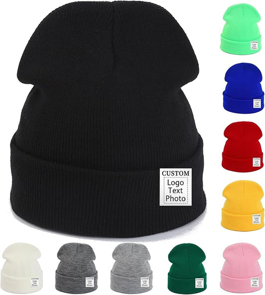 Custom Beanie for Men Women Bulk Custom Winter Hat Beanies with Logo Text Image Personalized Knit Hats Gifts for Business