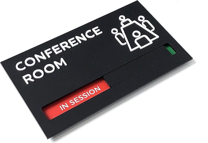 Kubik Letters Premium Conference Room Sign - Do Not Disturb Sign - Meeting in Progress Door Sign - Office Sign - Sign Out - Office Door Sign - Door Signs for Office - Occupied Sign - Do Not Disturb Door Sign
