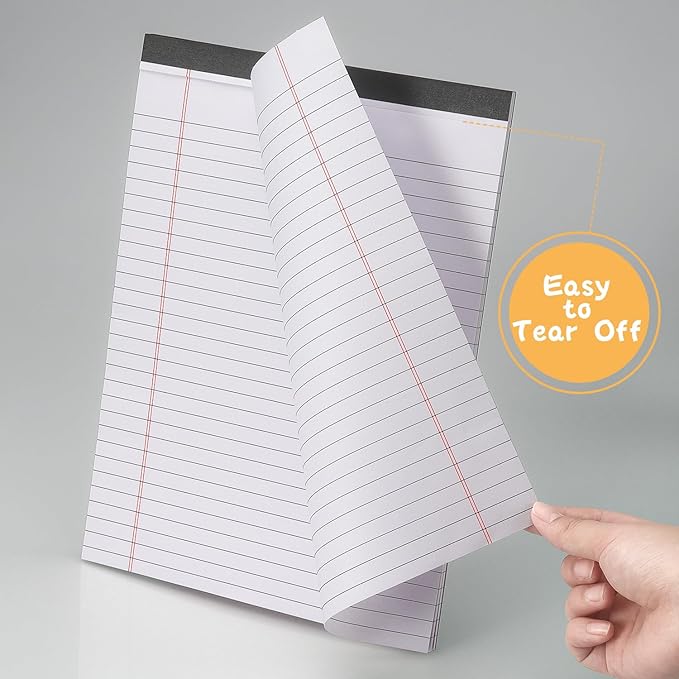 ZZTX Legal Pads 8.5 x 11 Inch White Writing Notepad, Lined Writing Pads for Work Office School, 50 Sheets Per Pad, A4, 1 Pack