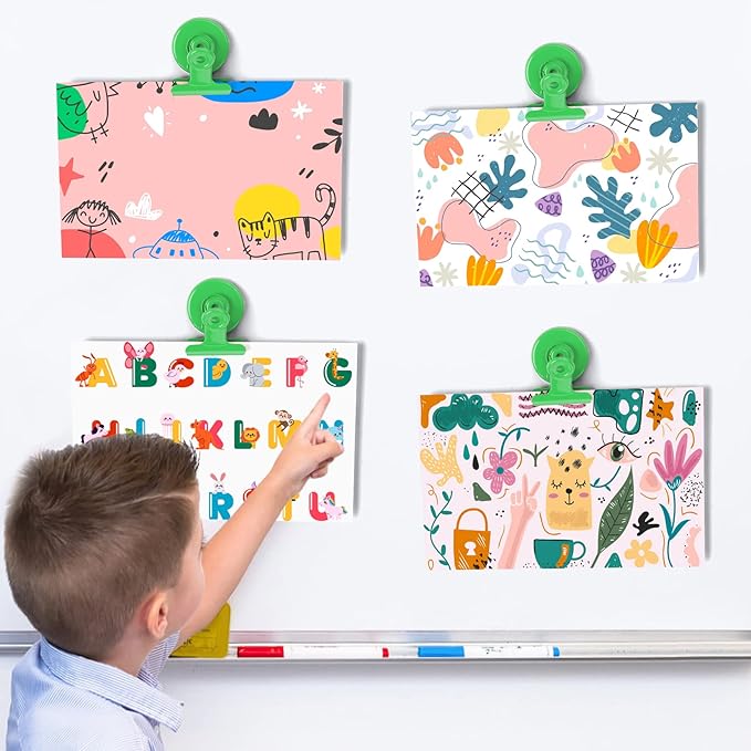 VNDUEEY 20 Pack Magnetic Paper Clip Dispenser Holder, Paperclip Dispenser for Desk, School, Office, Fridge Magnets Refrigerator Magnets, Magnet Clips for Whiteboard Locker (Green) ﻿