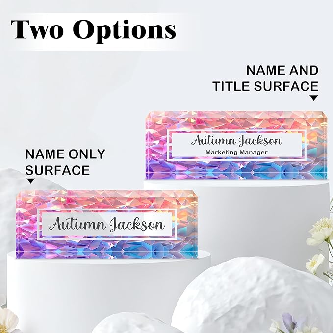 Ship Next Day-Custom Name Plate for Desk, Desk Name Plate Personalized, Acrylic Office Desk Accessories, Appreciation Gifts for Coworkers Employee Teachers Boss Women Men (Polygon Gradient)