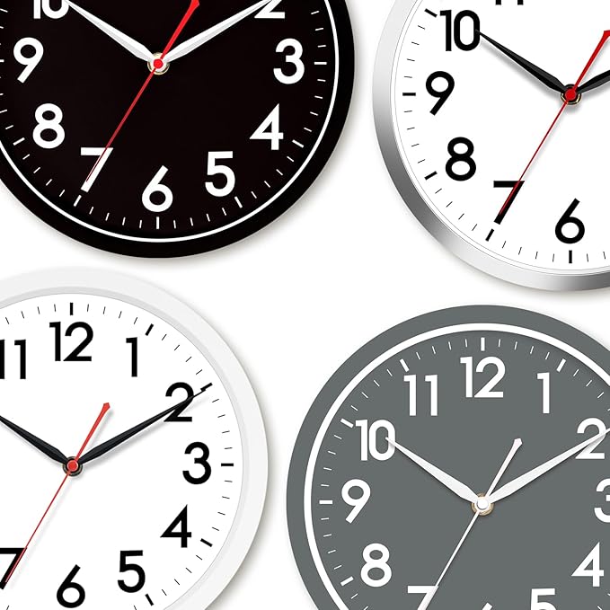 AKCISOT Wall Clock Modern Black Silent Non Ticking Wall Clocks Battery Operated 12 Inch, Small Analog Classic Clock Decorative for Bedroom, Kitchen, Home Office, Bathroom, School, Living Room